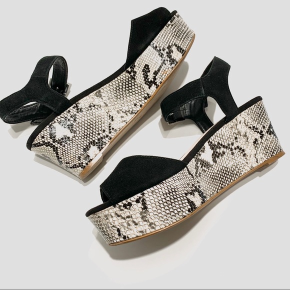 ANDRE ANIMAL PRINT SUEDE PLATFORM SANDALS - Picture 2 of 16